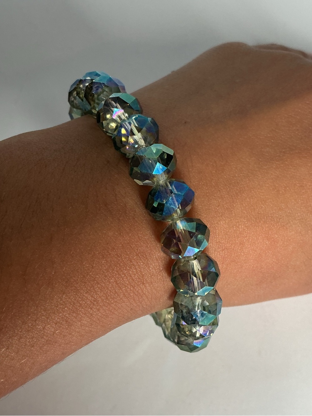 Crystal Faceted Stretch Bracelet - Iridescent Blue